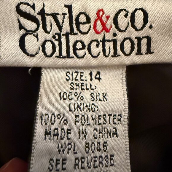 VTG Style & Co. Collection Womens Plaid 100% Silk lined trouser Pants14 Holiday - Picture 2 of 11